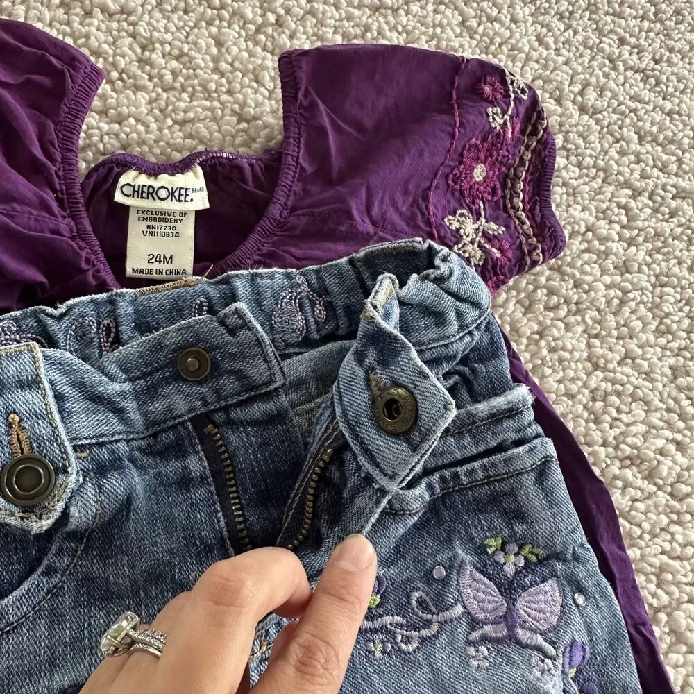 Vintage Cherokee Y2K Purple Outfit girl embroidered fairy 24 months VTG 90s